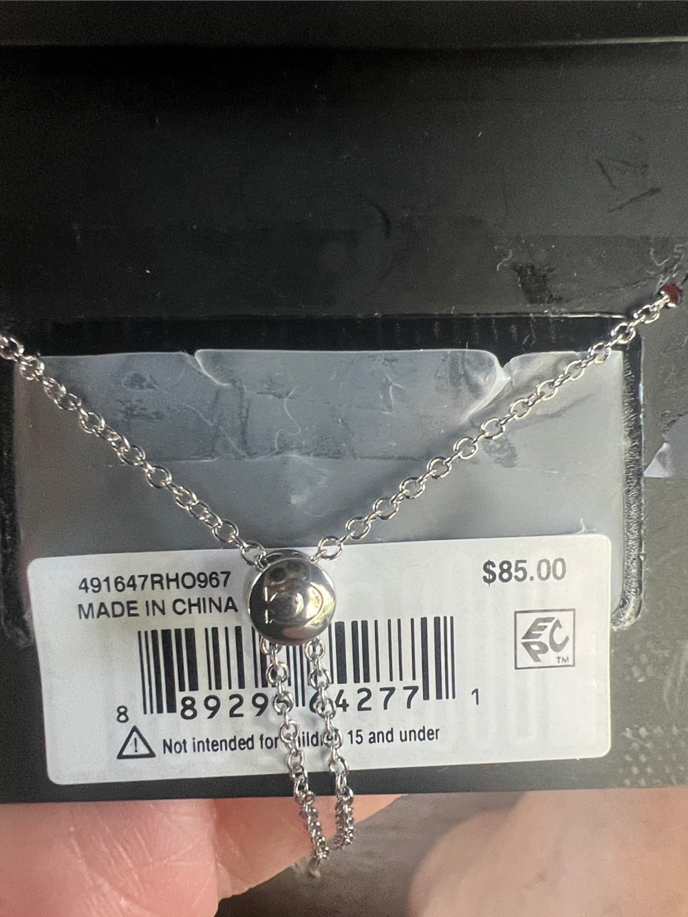 Coach Two-Tone Heart Slider Necklace - Black & Pink - Picture 4 of 6